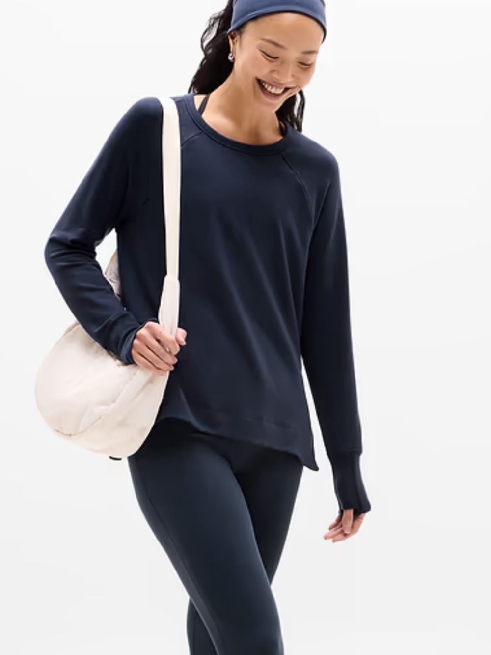 Athleta Coaster Luxe Recover Sweatshirt Pullover Navy Women’s Size Medium
